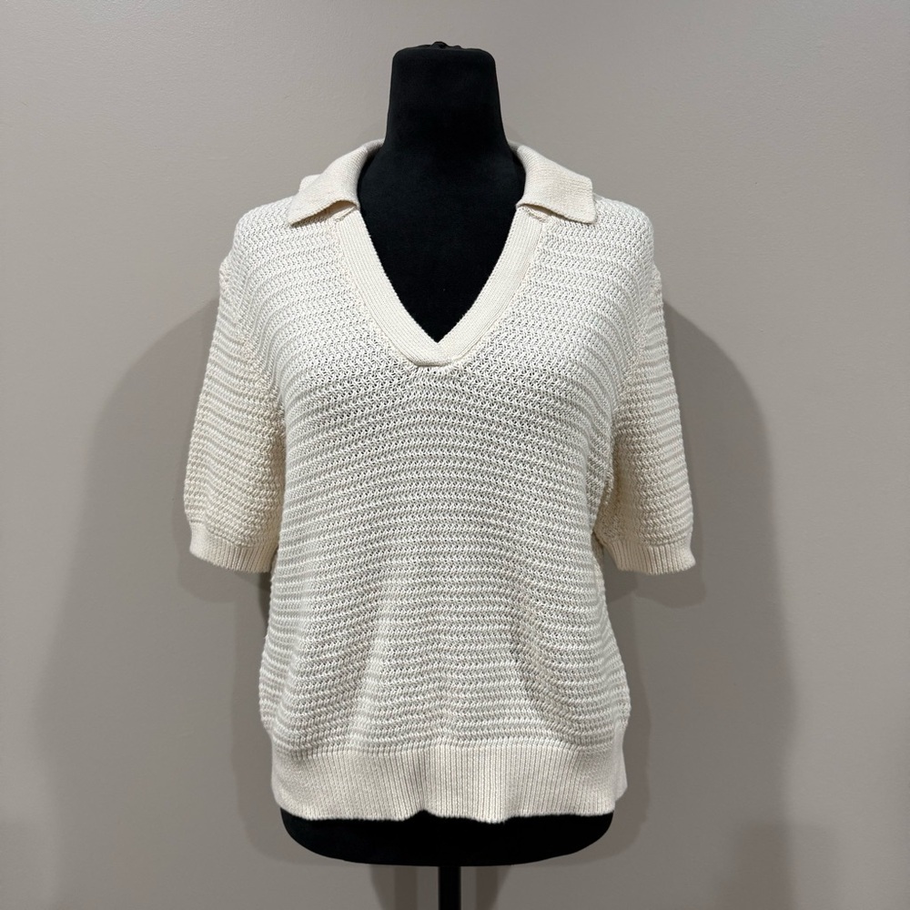 French Connection Cream V-Neck Sweater